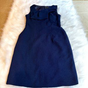 Cenia New York Dress Bow Sleeveless Sheath Crepe Navy Marilyn Date Career Size 6